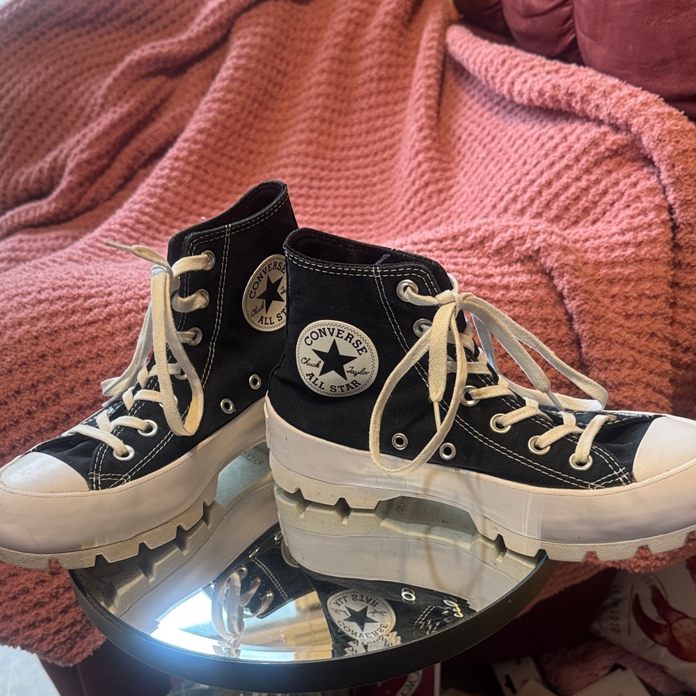 Converse Black High-Top Platform Sneakers with White Soles